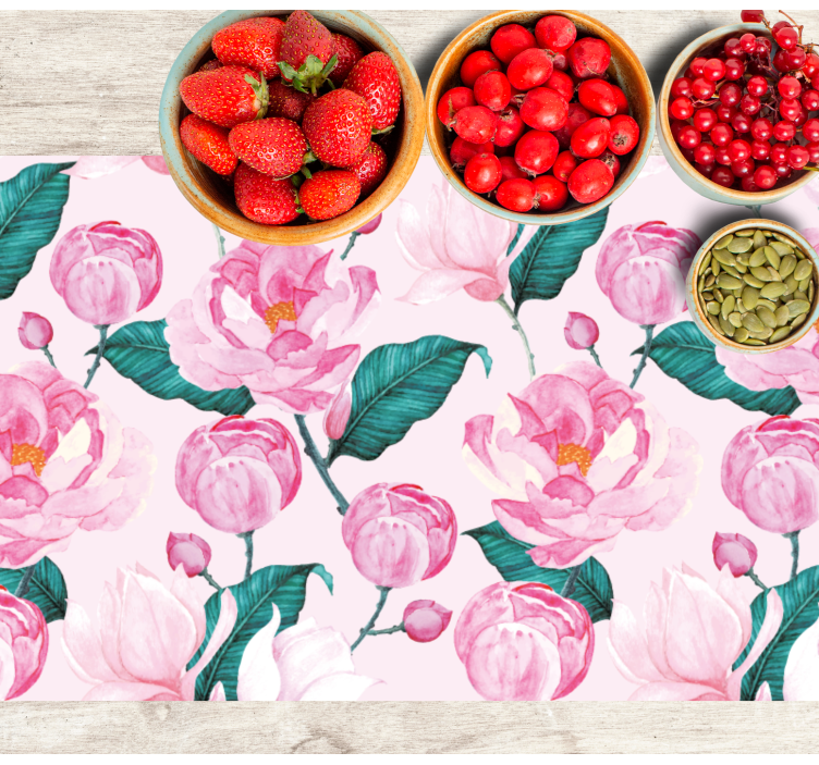 Roze bloemenpatroon originele placemat - TenStickers