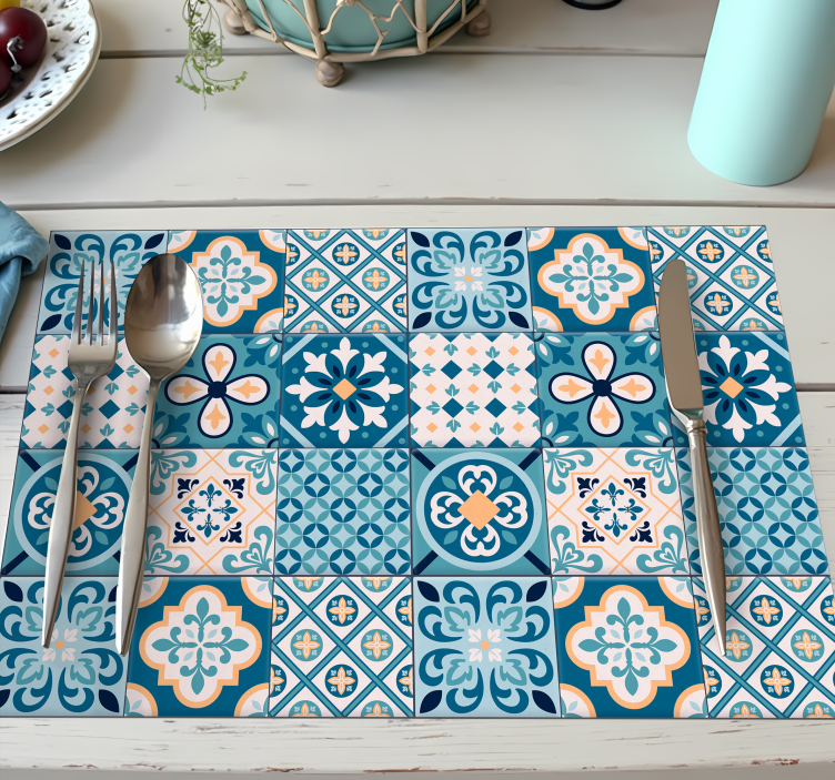 Turquoise hydrauliek originele placemat - TenStickers