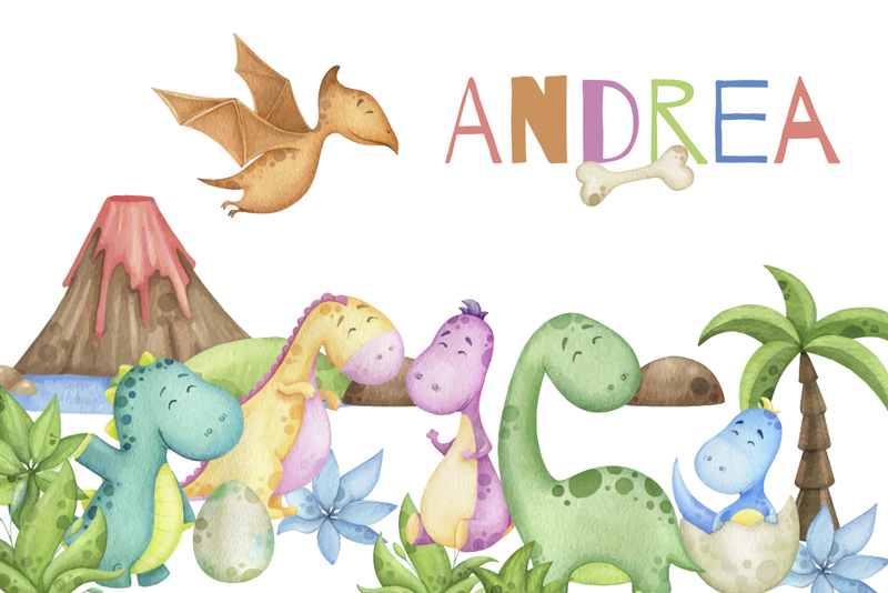 Jura-scène placemat met naam - TenStickers