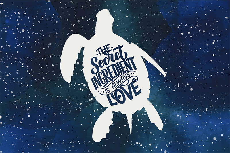 Placemat met tekst Schildpad met melkwegpatroon - TenStickers