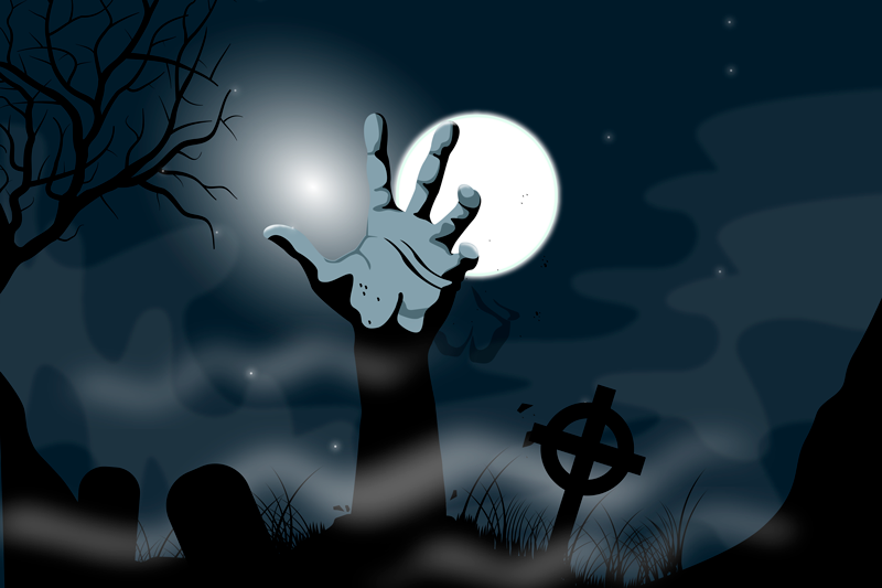 Halloween placemat spookachtige begraafplaats scene - TenStickers