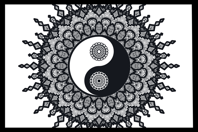 Houten placemat yin yang mandala patroon - TenStickers
