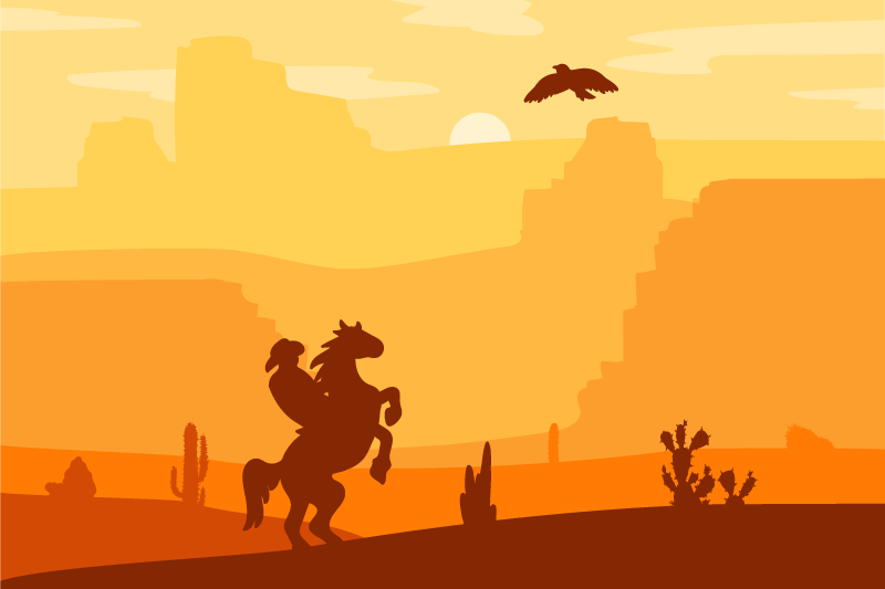 Originele placemat silhouet van cowboy scène - TenStickers