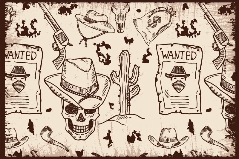 Originele placemat met schedel en cowboy thema's - TenStickers