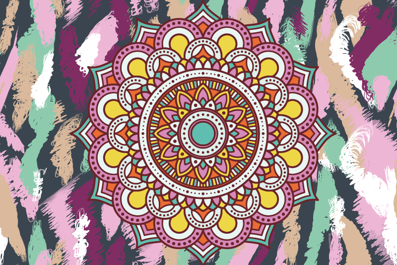 Houten placemat lively mandala element - TenStickers