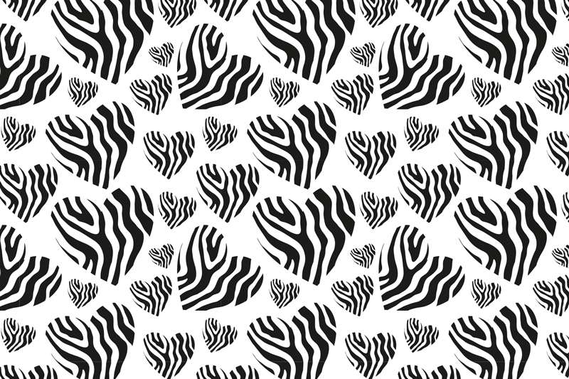 Houten placemat zebra hartpatroon - TenStickers