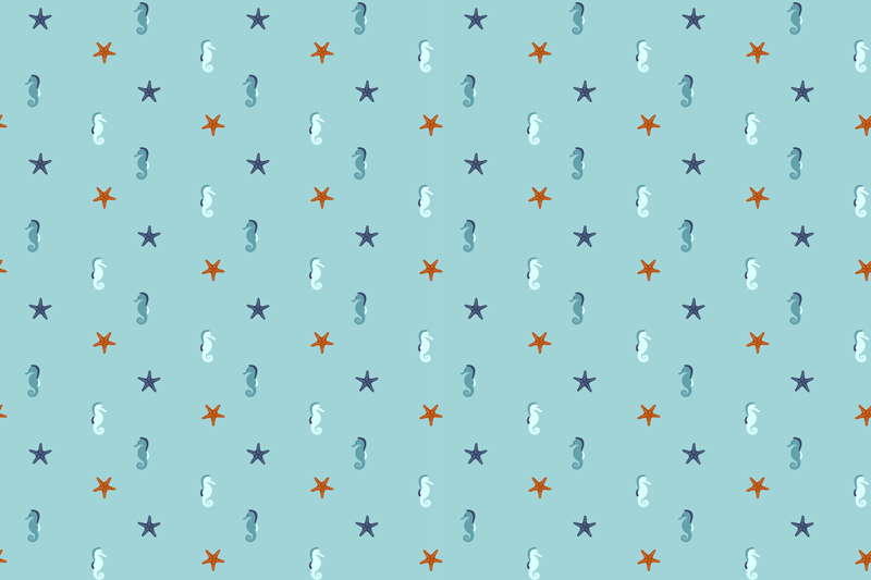 Originele placemat zeepaard en sterrenvis patroon - TenStickers