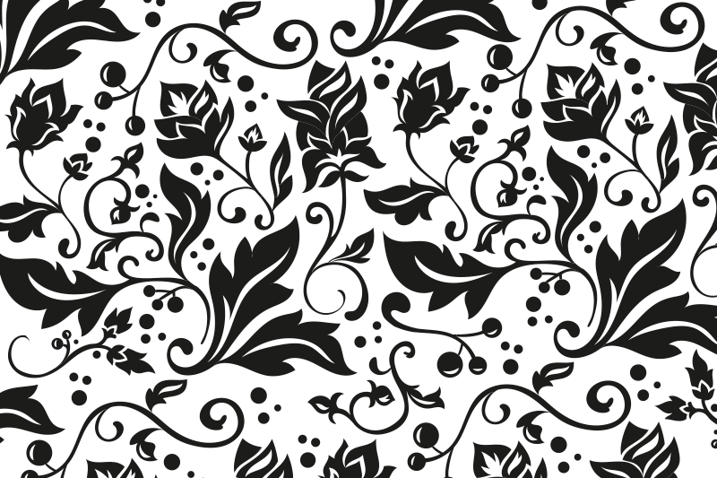 Houten placemat met bloemen zwart patroon - TenStickers