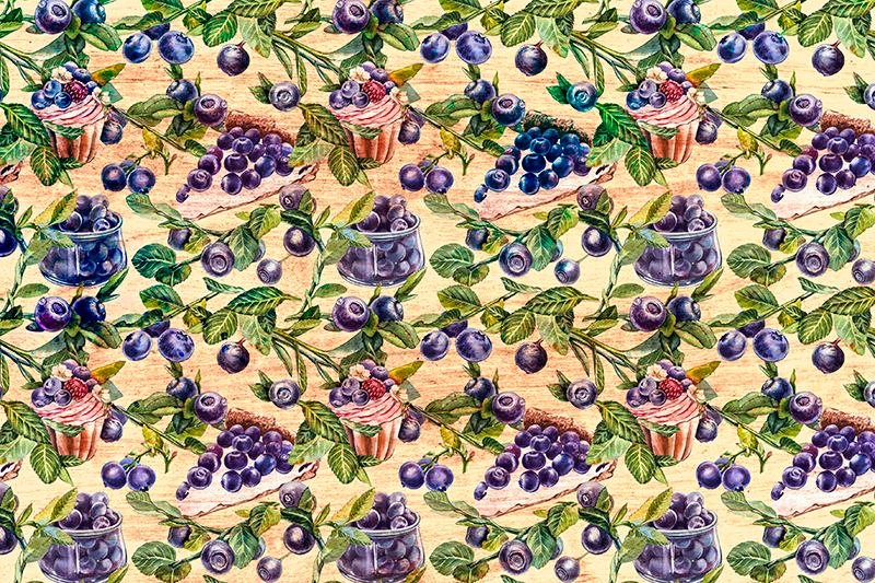Originele placemat met bosbessen cupcake patroon - TenStickers