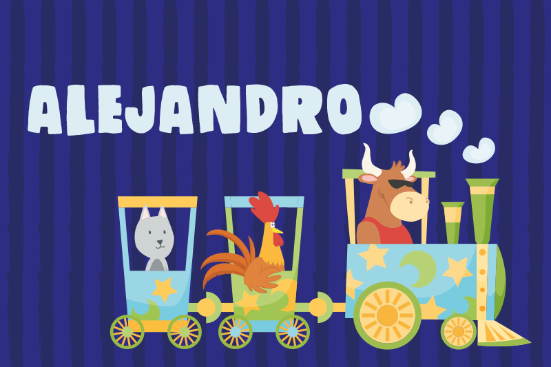 Kinder placemat kleurrijke trein dieren - TenStickers