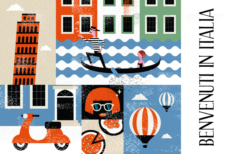 Originele placemat levendige italiaanse scene - TenStickers