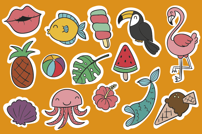 Kinder placemat kleurrijke tropische elementen - TenStickers