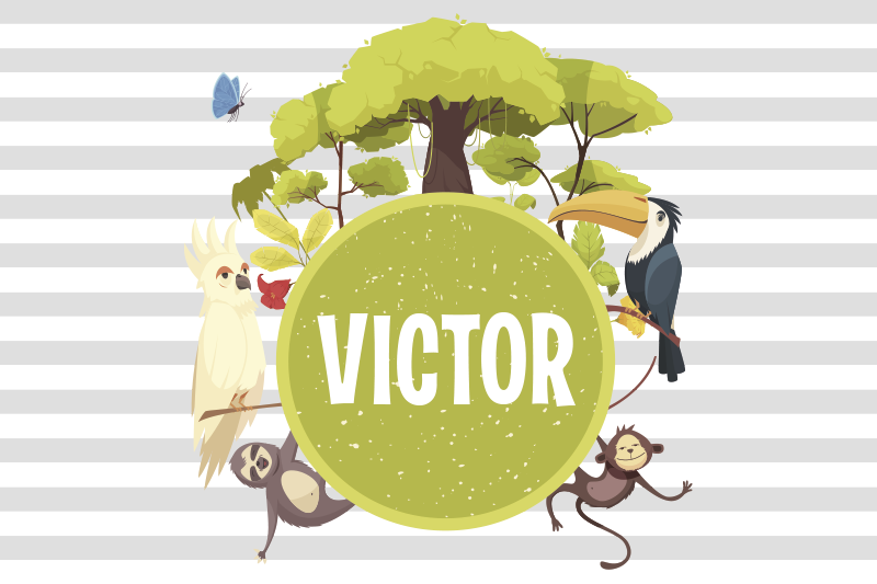 Placemat met naam Jungle dieren met naam - TenStickers