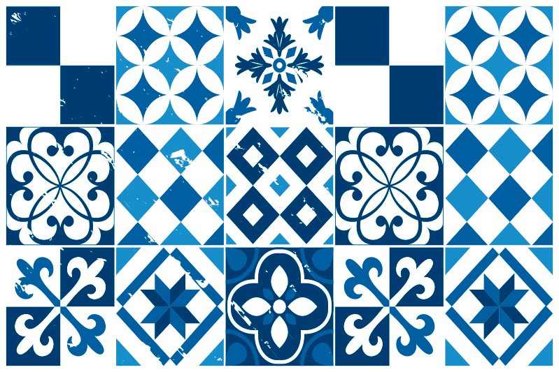 Houten placemat met geometrische patroon tegels - TenStickers