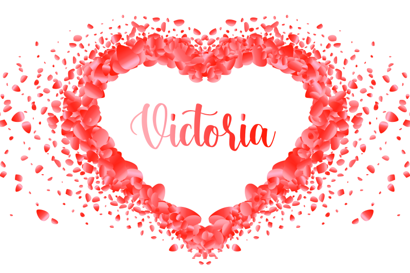 Placemat met naam Bloemblaadjes vormen hart met naam - TenStickers