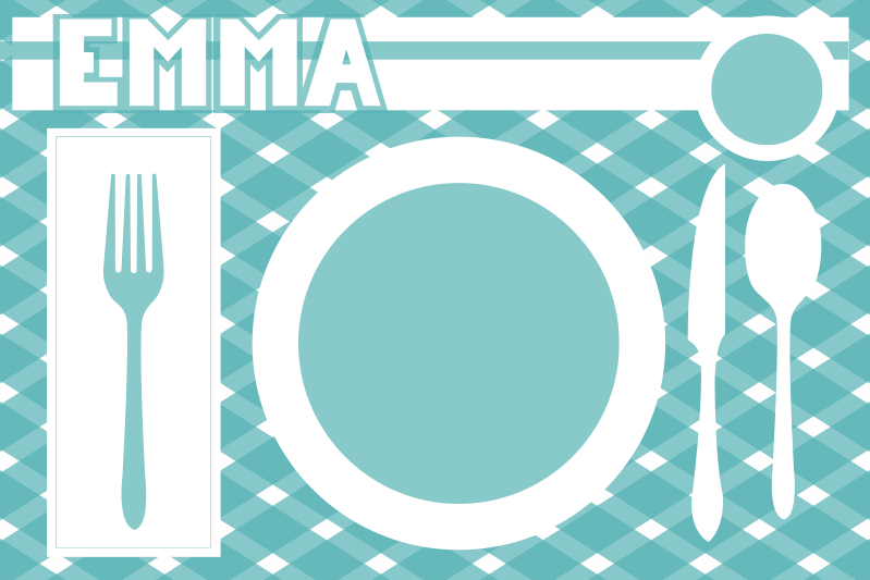 Placemat met naam gepersonaliseerde eetmat - TenStickers