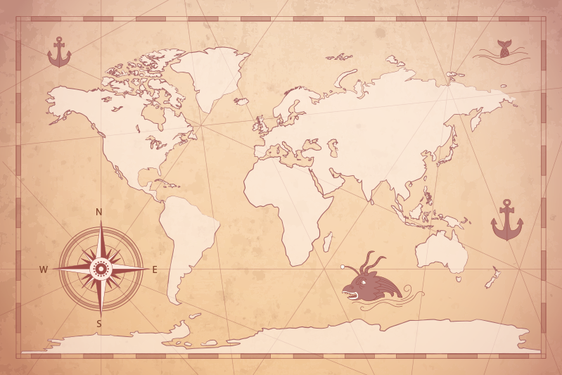 Originele placemat wereldkaart illustratie - TenStickers