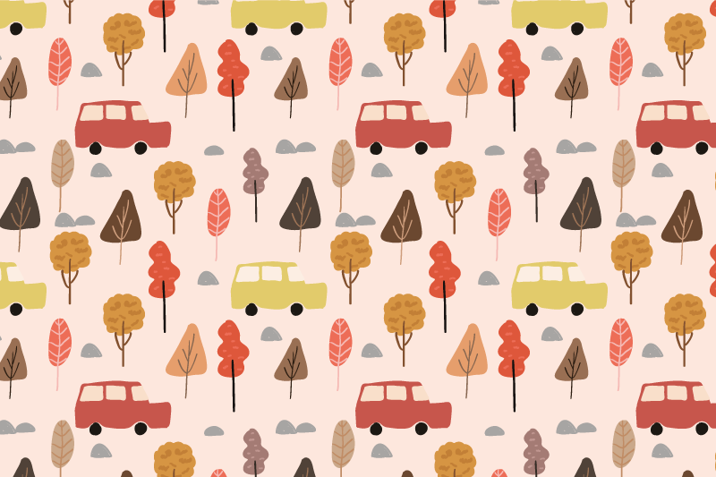 Kinder placemat kleurige auto bomen - TenStickers