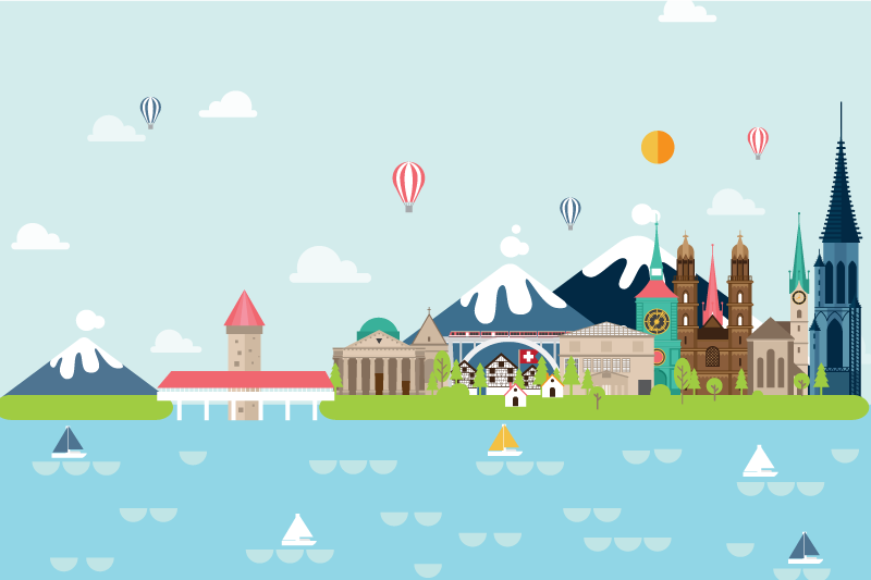 Originele placemat kleurrijk stadsgezicht - TenStickers