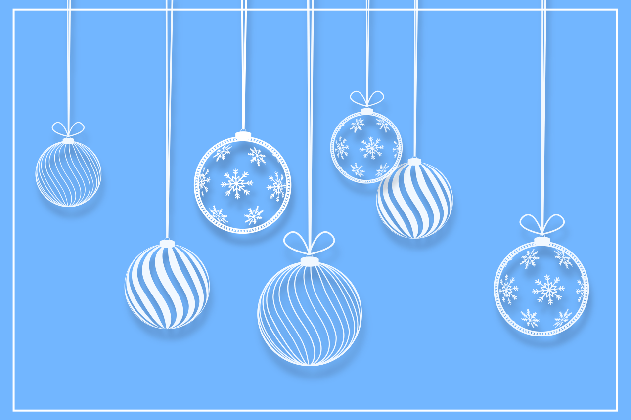 Kerstmis placemat met hangende feestversieringen - TenStickers