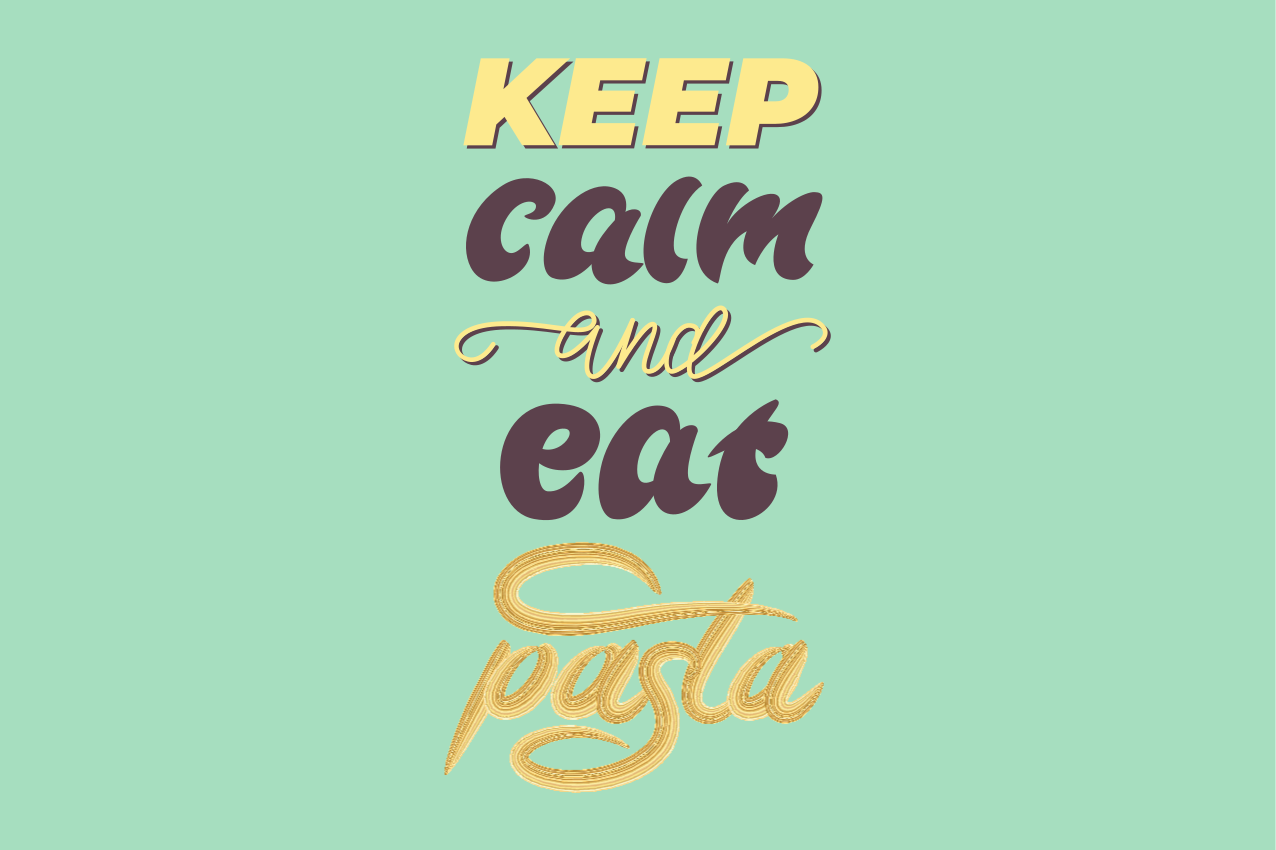Placemat met tekst houd kalm eet pasta - TenStickers