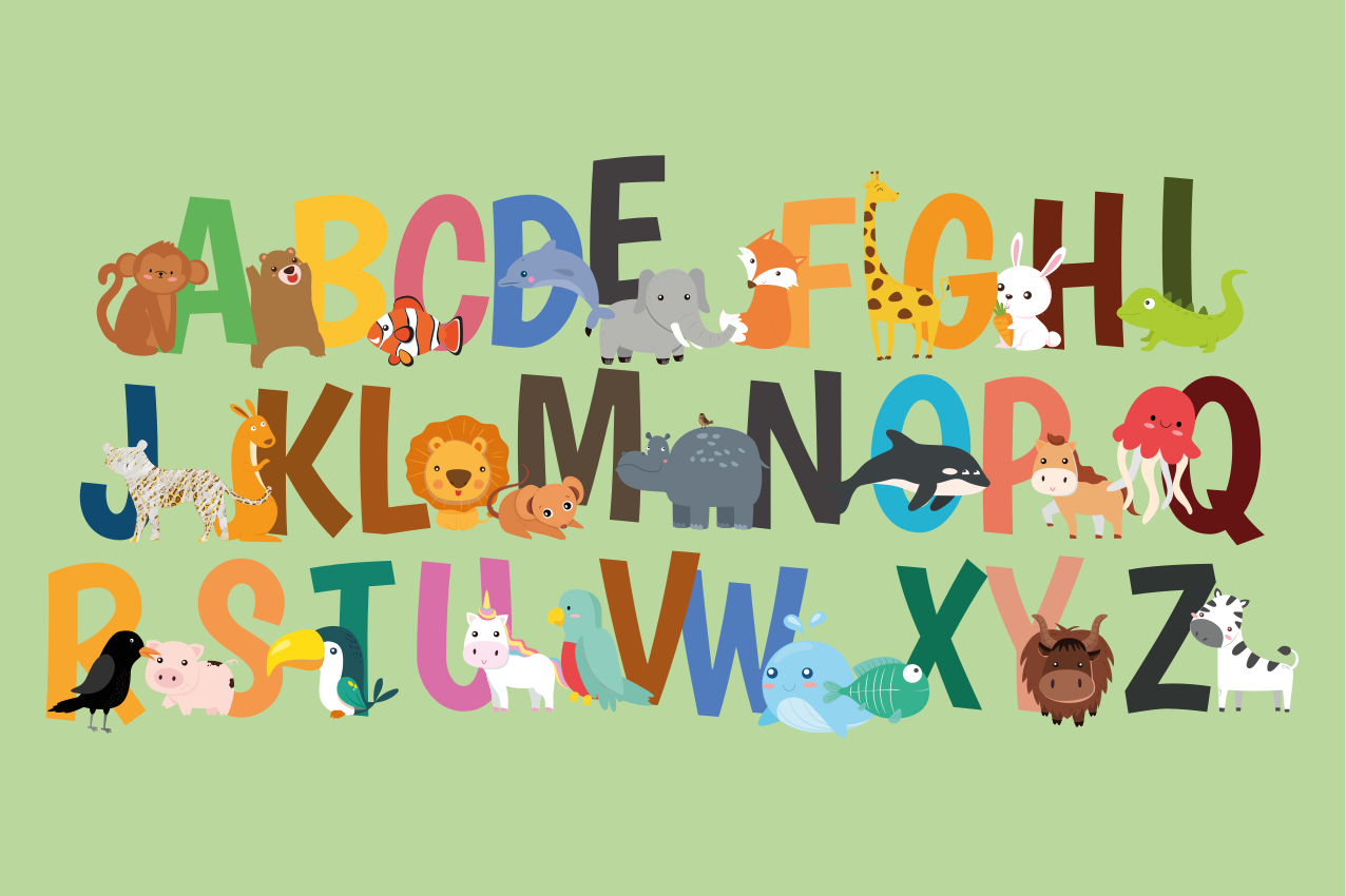 Kinder placemat dierenalfabet display - TenStickers