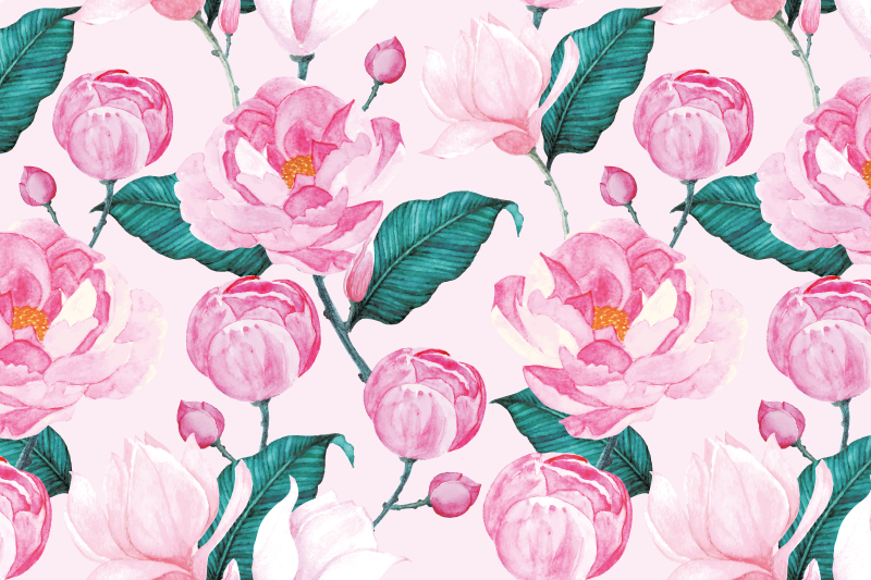 Roze bloemenpatroon originele placemat - TenStickers