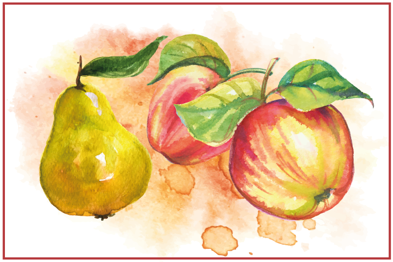 Originele placemat fruits aquarel kunstwerk - TenStickers