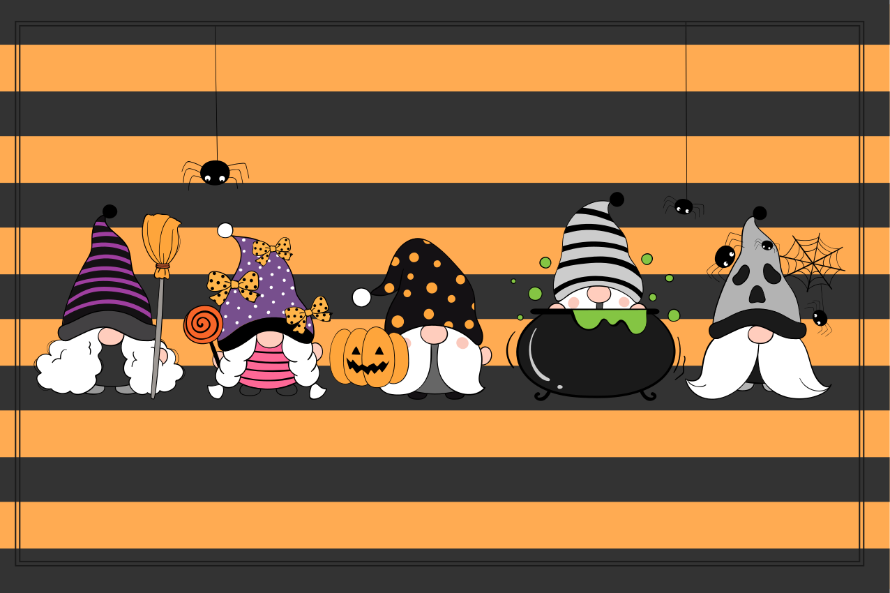 Halloween placemat kabouter halloween hoeden - TenStickers