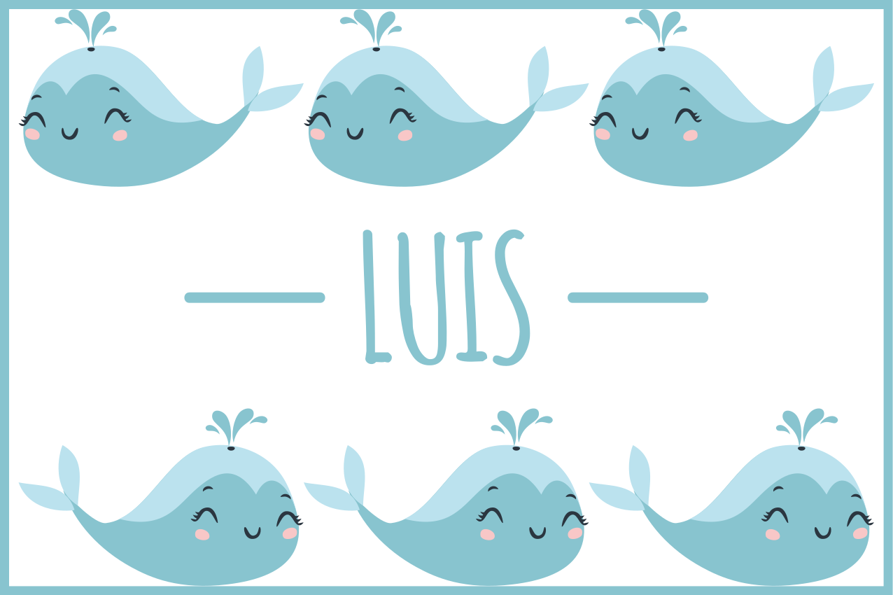 Kinder placemat met blije walvismotieven - TenStickers