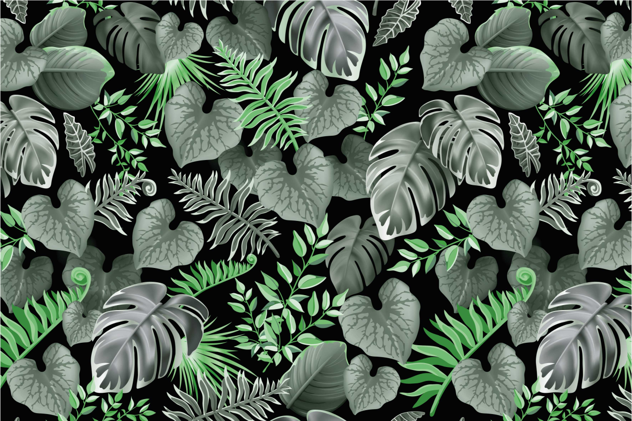 Houten placemat met groene bladerenpatronen - TenStickers
