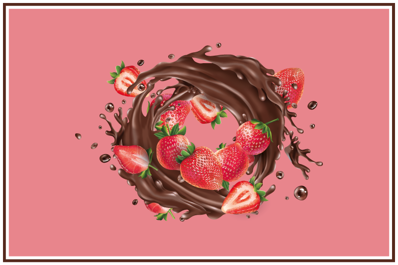 Originele placemat met chocolade-aardbeien - TenStickers