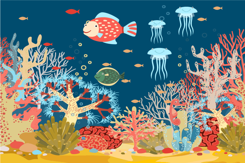 Moderne placemat onderwater koraalscene - TenStickers