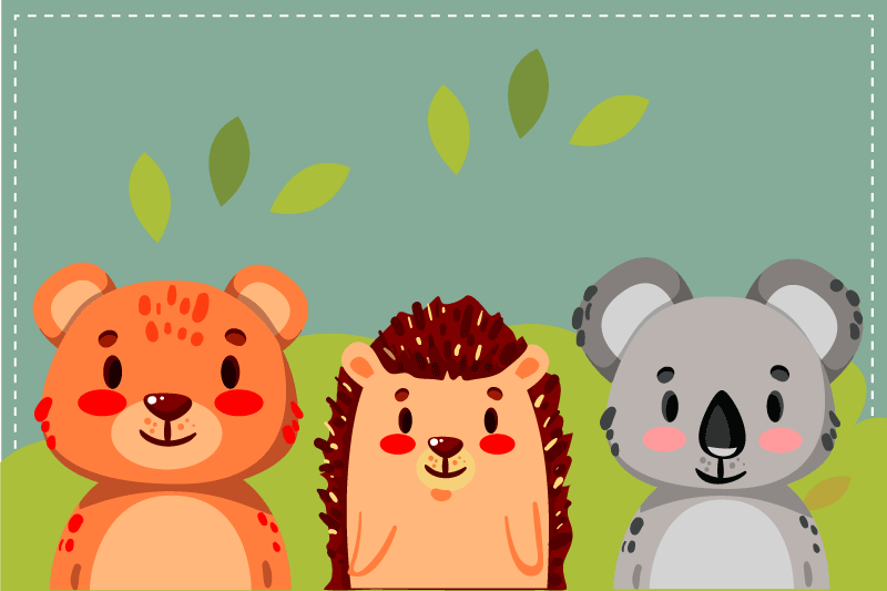 Kinder placemat schattige dierenvrienden - TenStickers