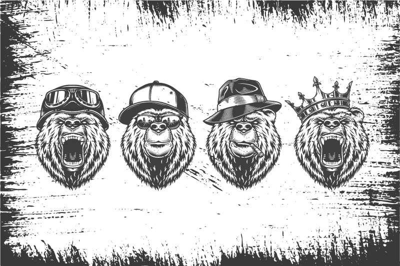 Originele placemat stijlvolle berenportretten - TenStickers