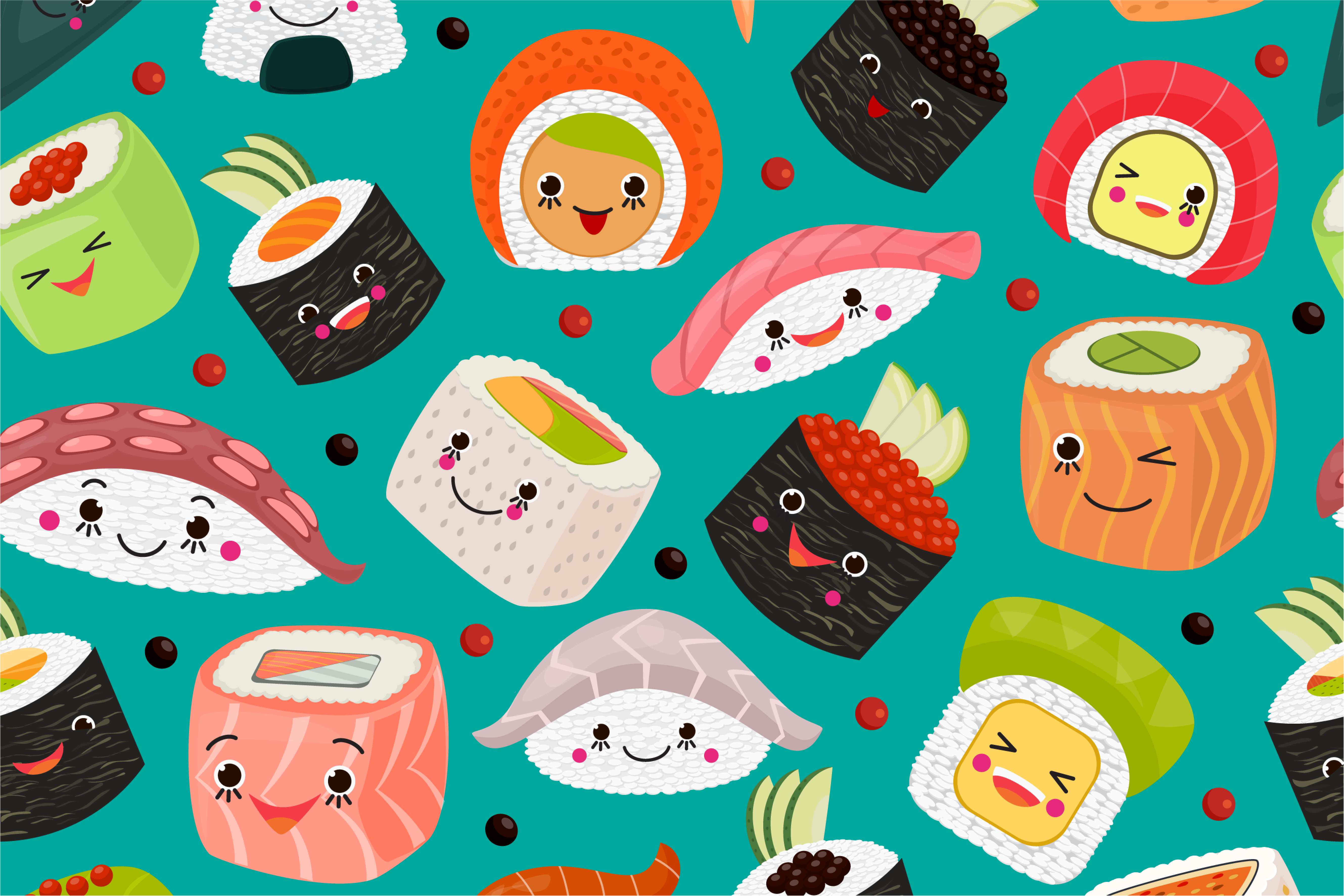 Kinder placemat schattige sushi figuren - TenStickers