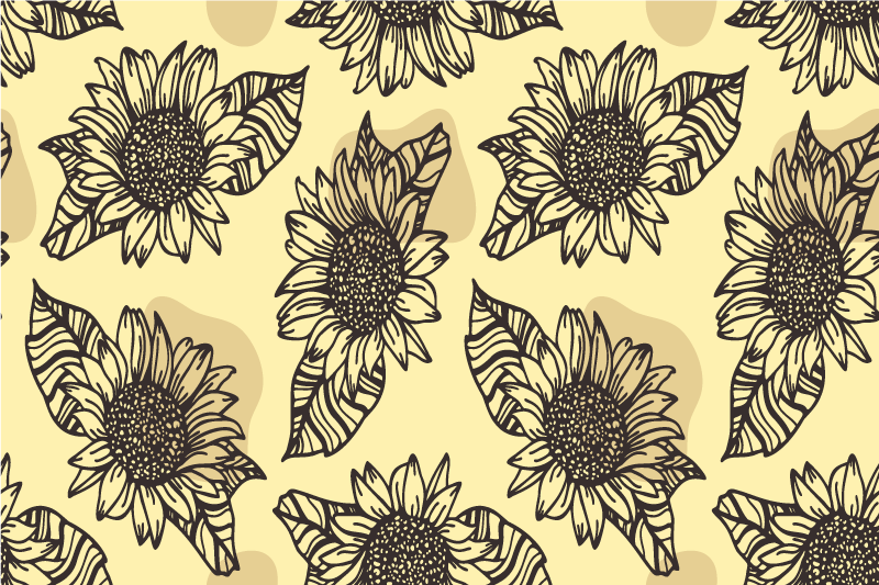 Originele placemat zonnebloem patroon kunst - TenStickers