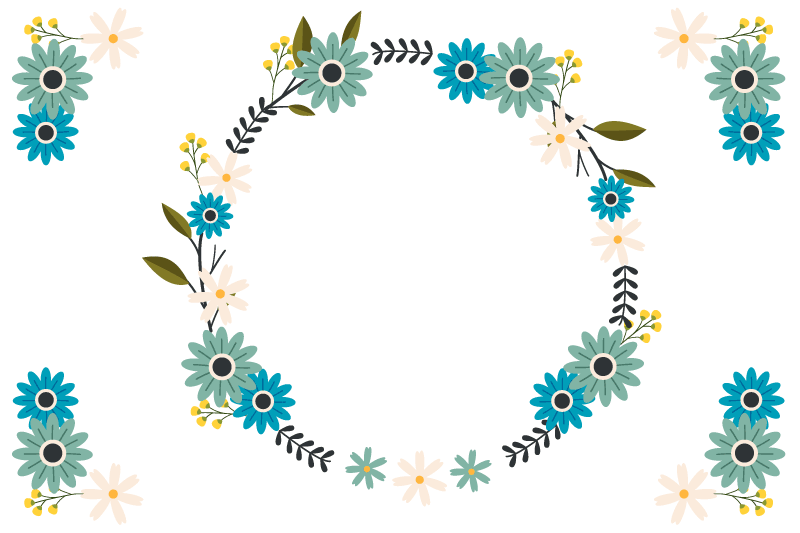 Originele placemat met bloemig frame accent - TenStickers