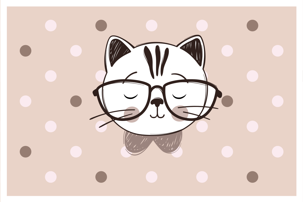Kinder placemat kat met bril - TenStickers