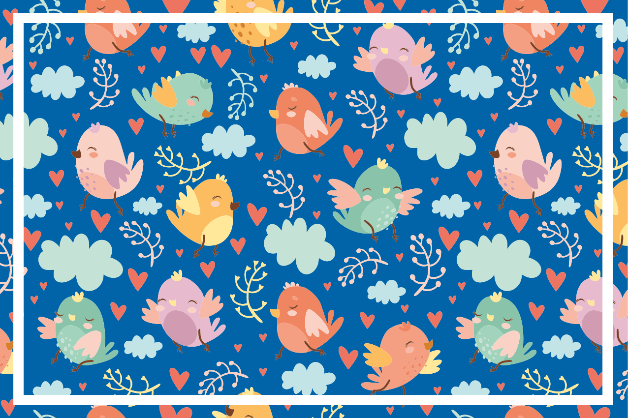 Kinder placemat met kleurrijke vogelpatronen - TenStickers