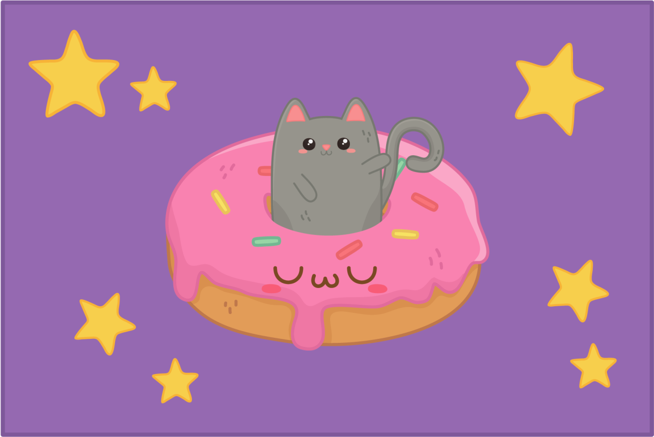 Kinder placemat schattige kat donut - TenStickers
