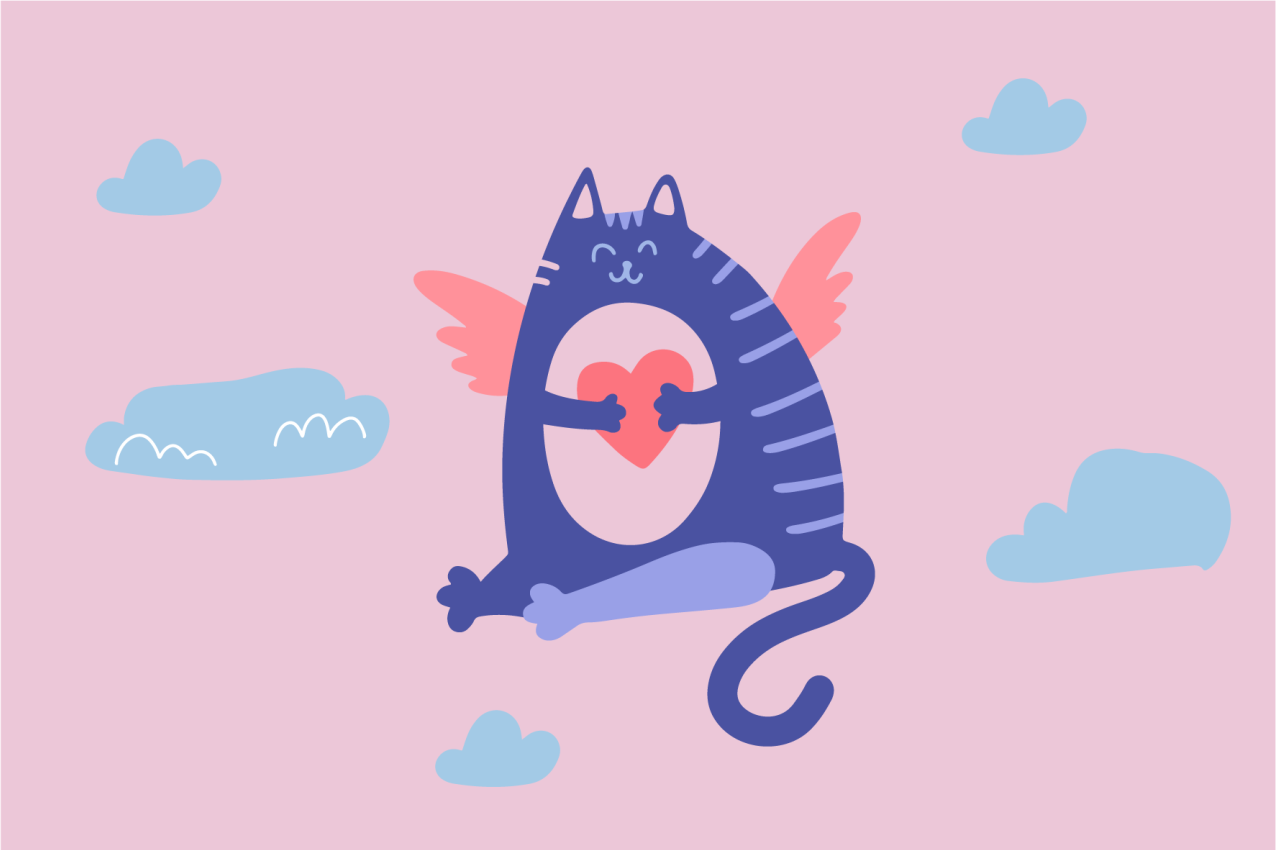 Kinder placemat vliegende kat met hart - TenStickers