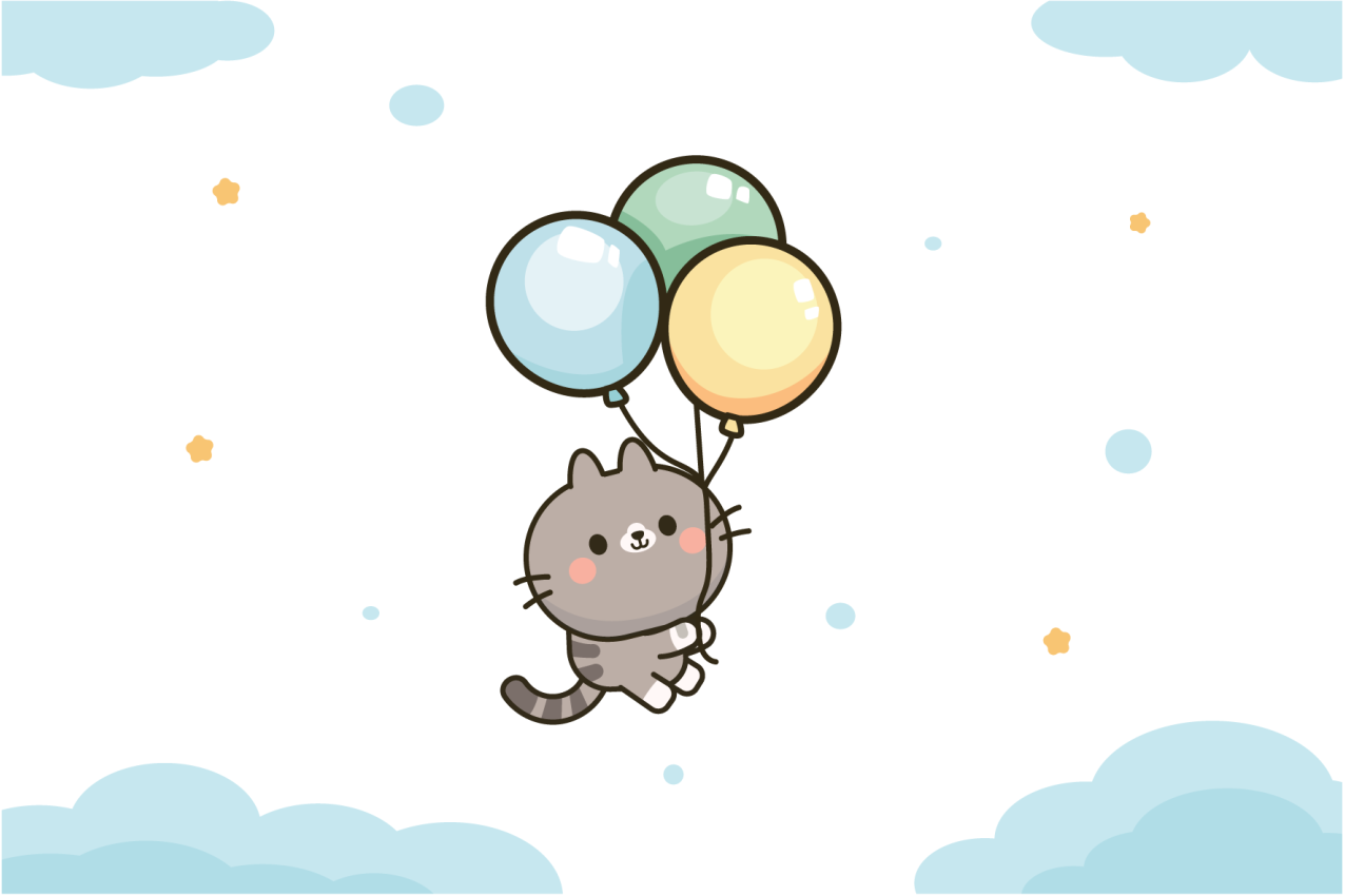 Kinder placemat schattige kat ballonnen - TenStickers