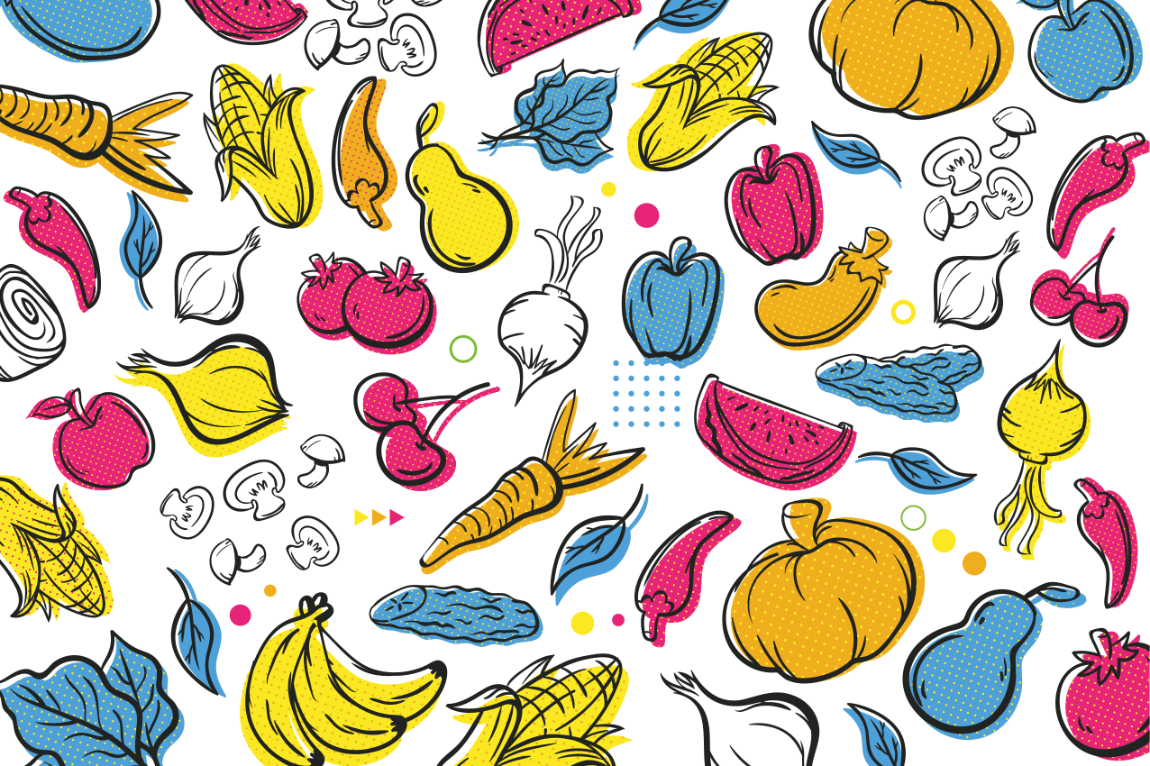Originele placemat met kleurrijke groentepatronen - TenStickers