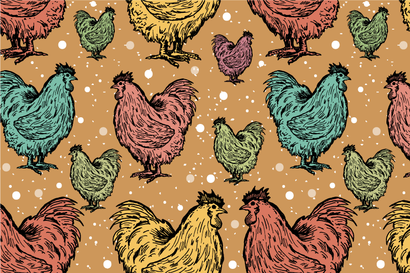Originele placemat met kleurrijk kippenpatroon - TenStickers