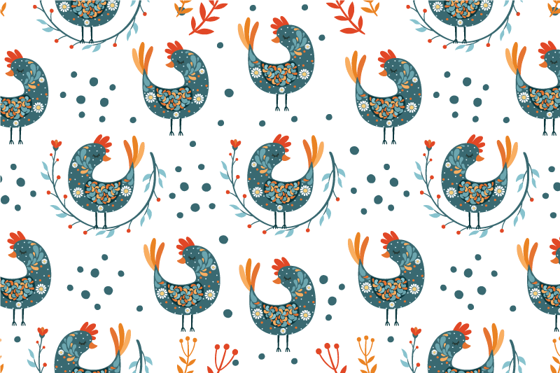 Originele placemat kleurrijk haanpatroon - TenStickers