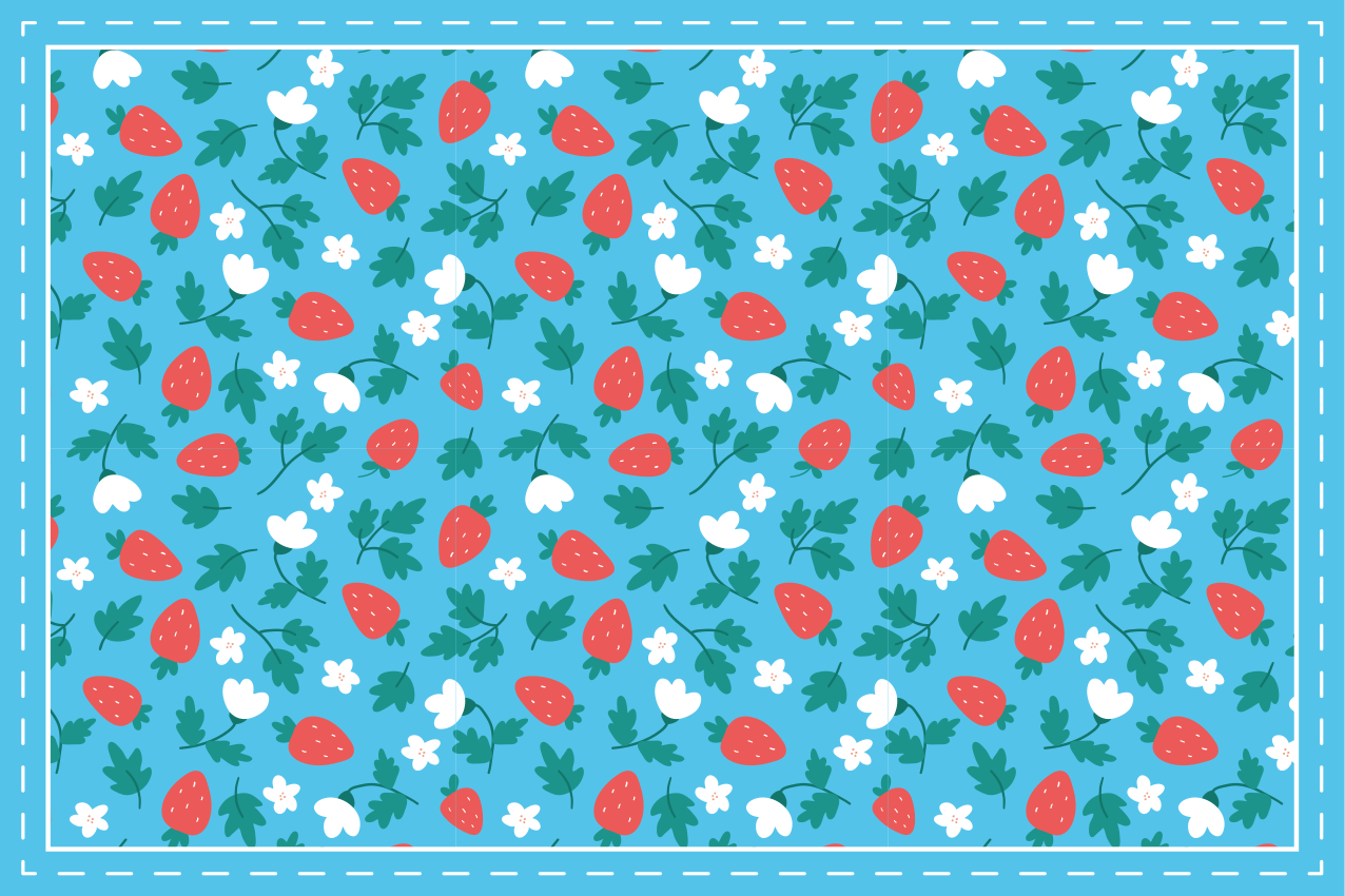Originele placemat aardbeienbloemenpatroon - TenStickers