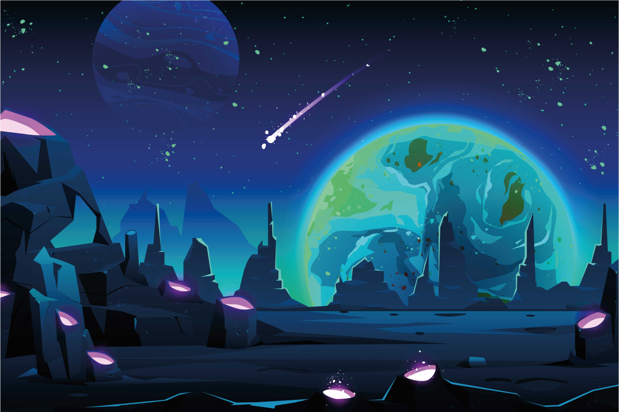 Moderne placema kosmisch landschap scene - TenStickers