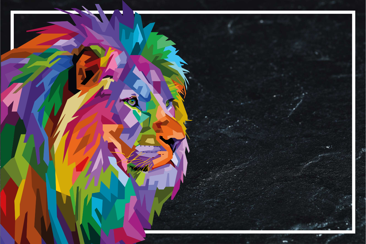 Originele placemat kleurige leeuwengezicht - TenStickers