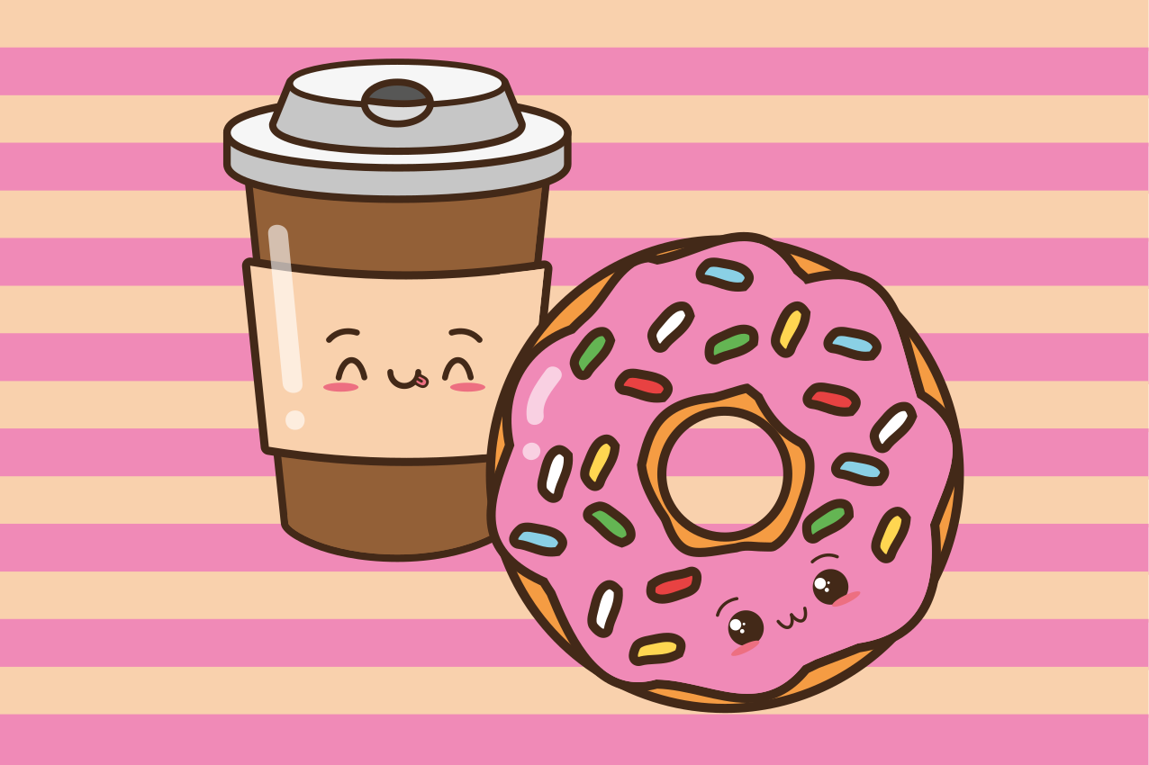 Kinder placemat schattige koffie donut - TenStickers